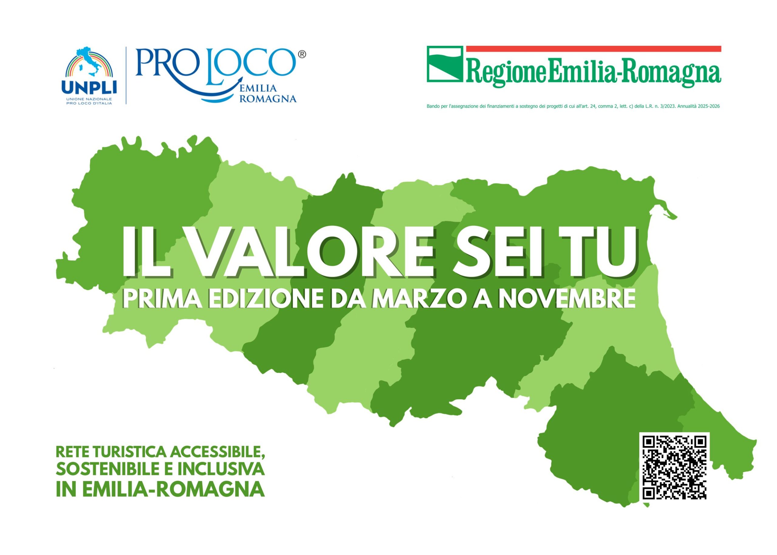 Immagine della Regione Emilia-Romagna, QR Code e titolo
